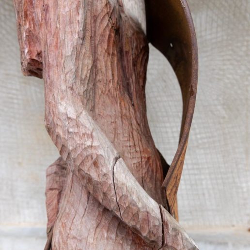 "Haute soudure", pièce unique, sculpture en bois peint et métal. Taille 210x60cm.